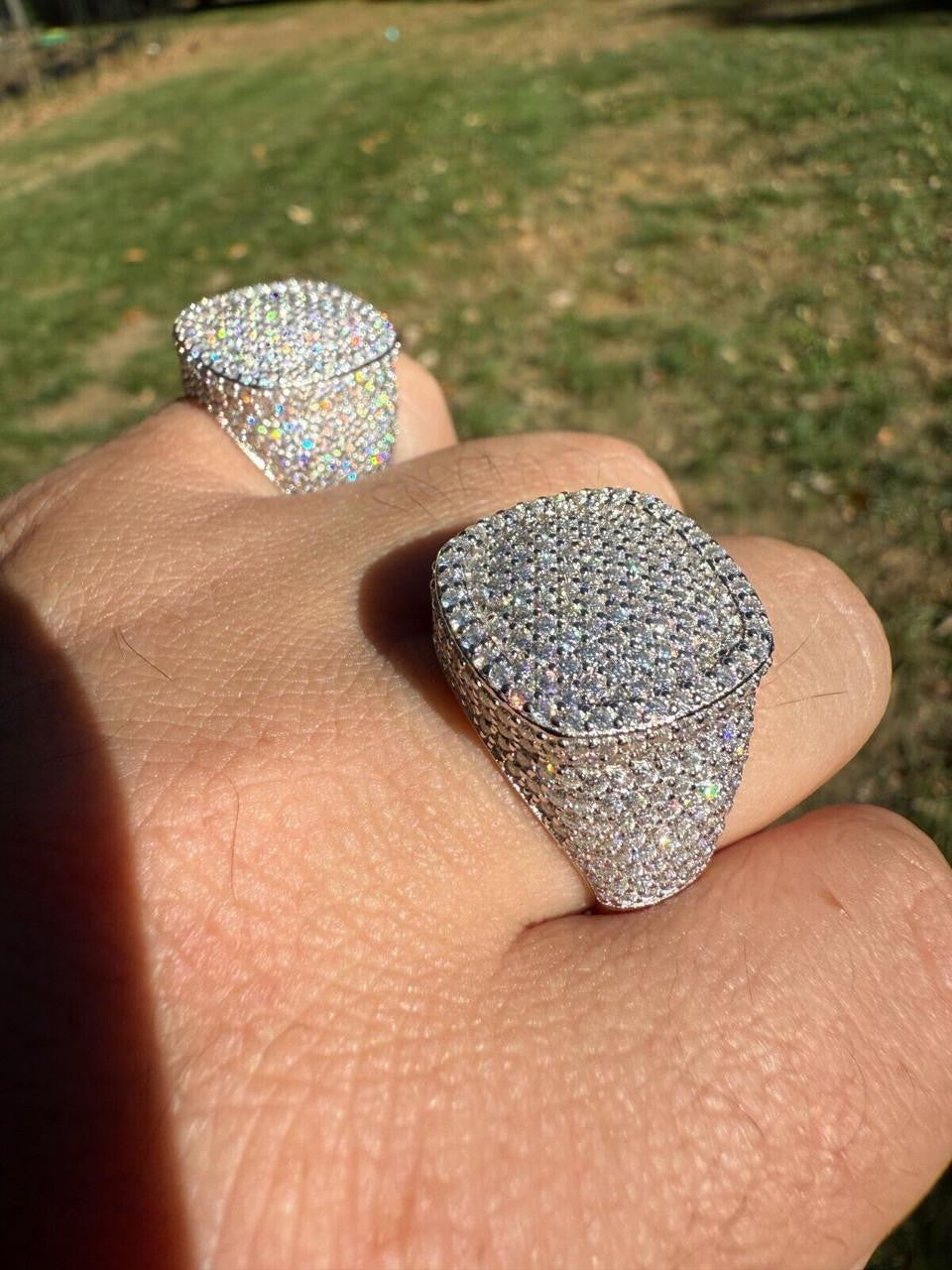MOISSANITE Ice Giant Square Dome Iced Out Ring - 925 Silver