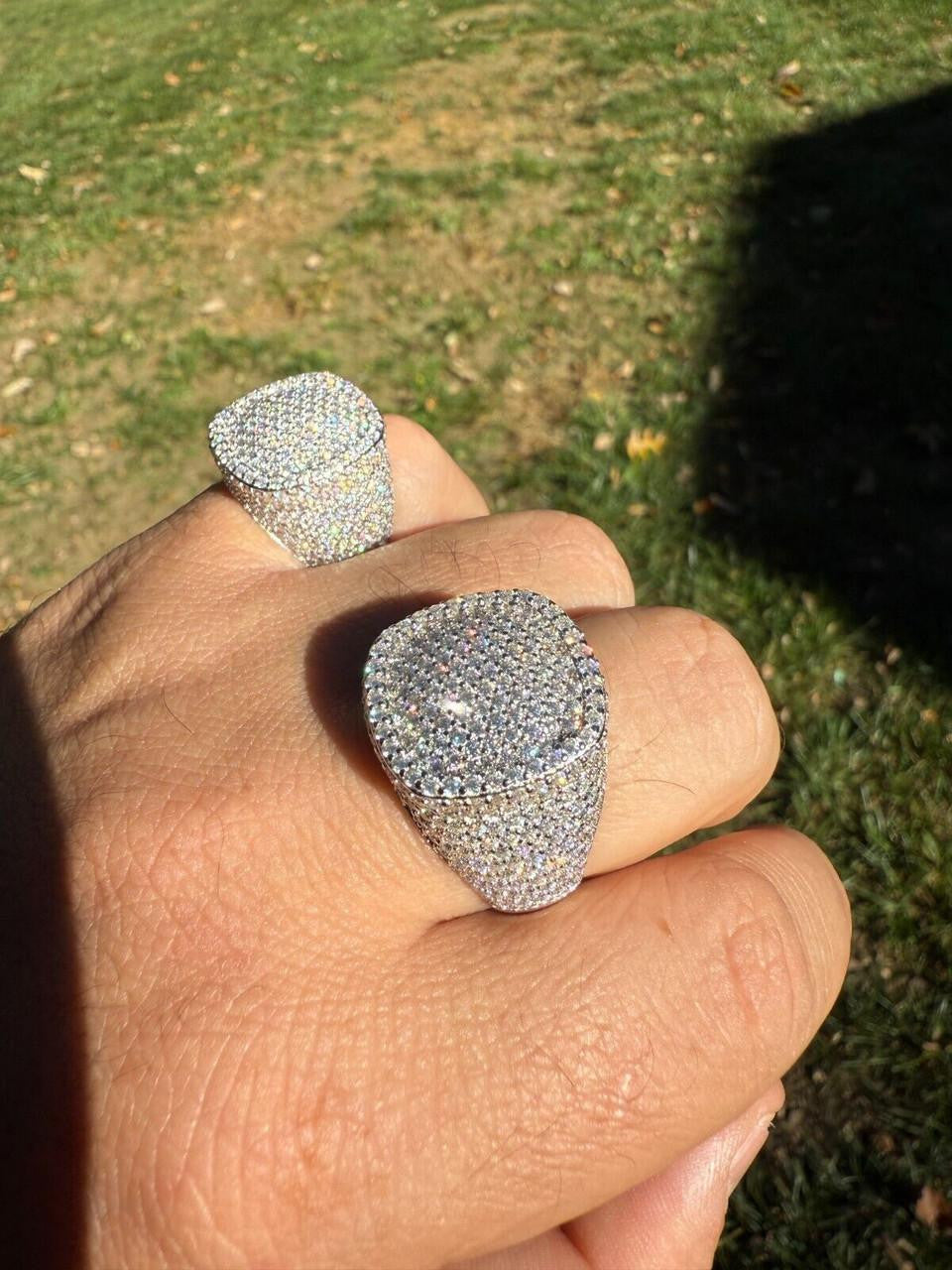 MOISSANITE Ice Giant Square Dome Iced Out Ring - 925 Silver