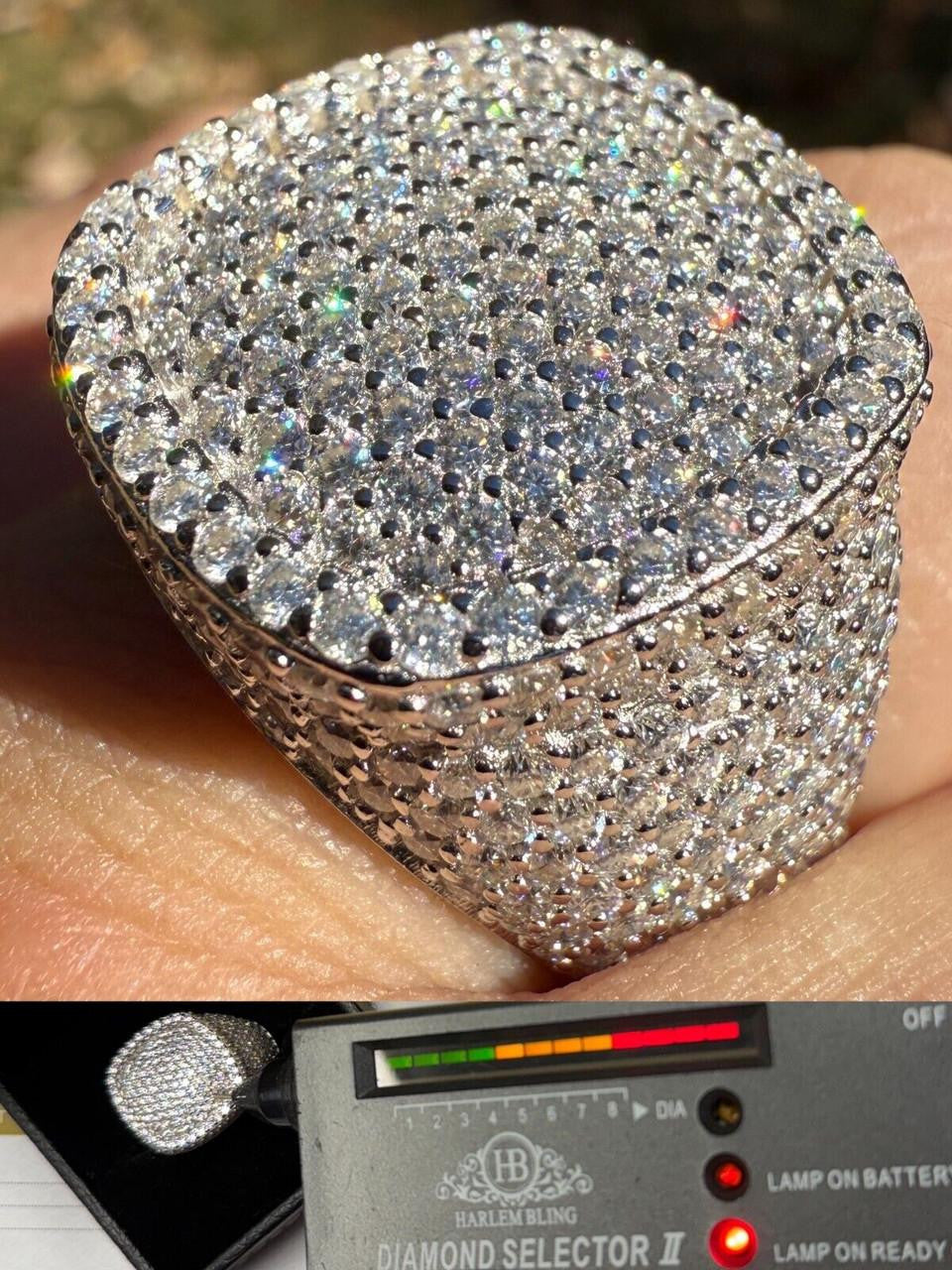 MOISSANITE Ice Giant Square Dome Iced Out Ring - 925 Silver