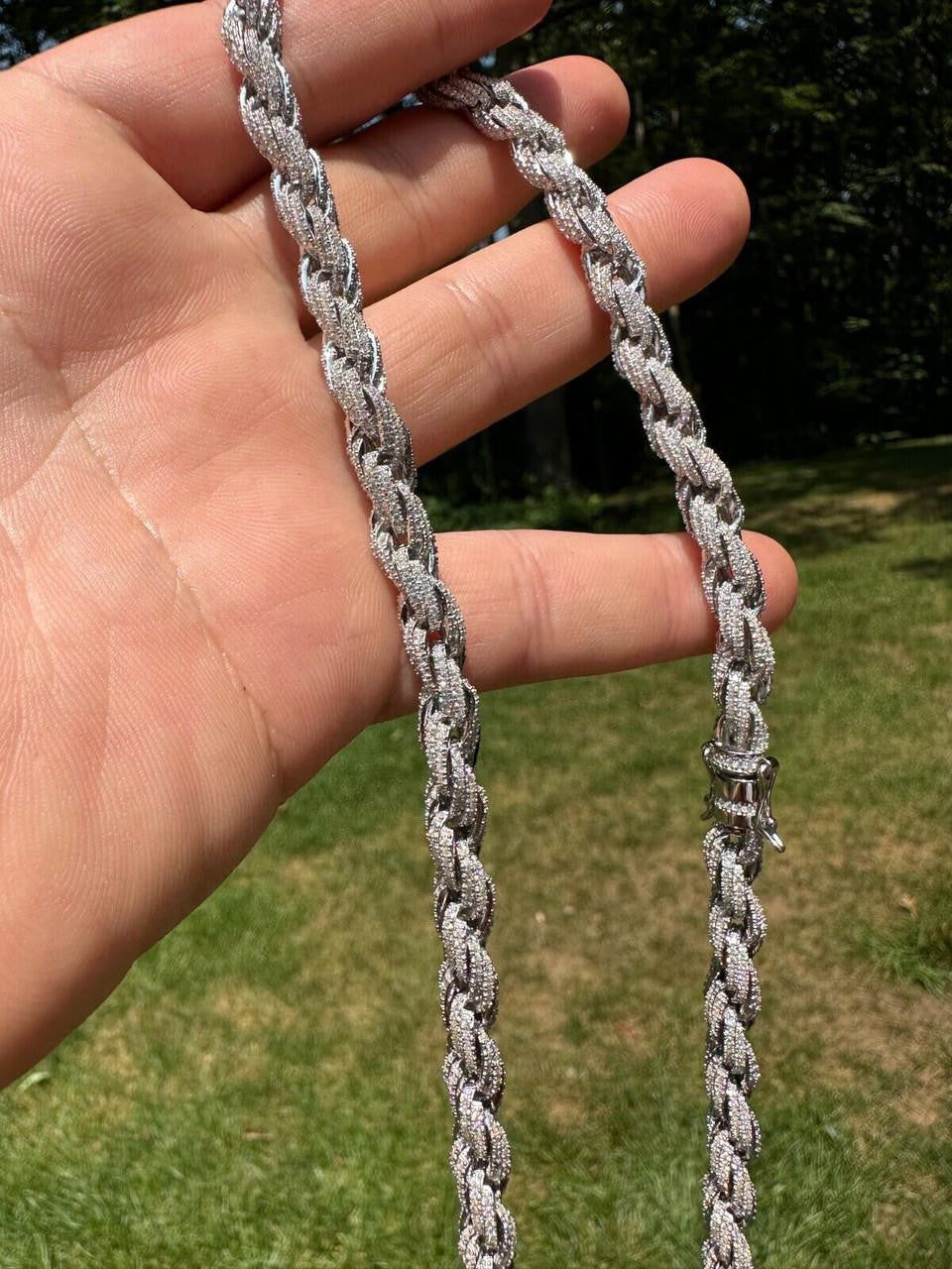 MOISSANITE Rope Chain Necklace Iced Out - 925 Silver - 7.5mm - 16-30"