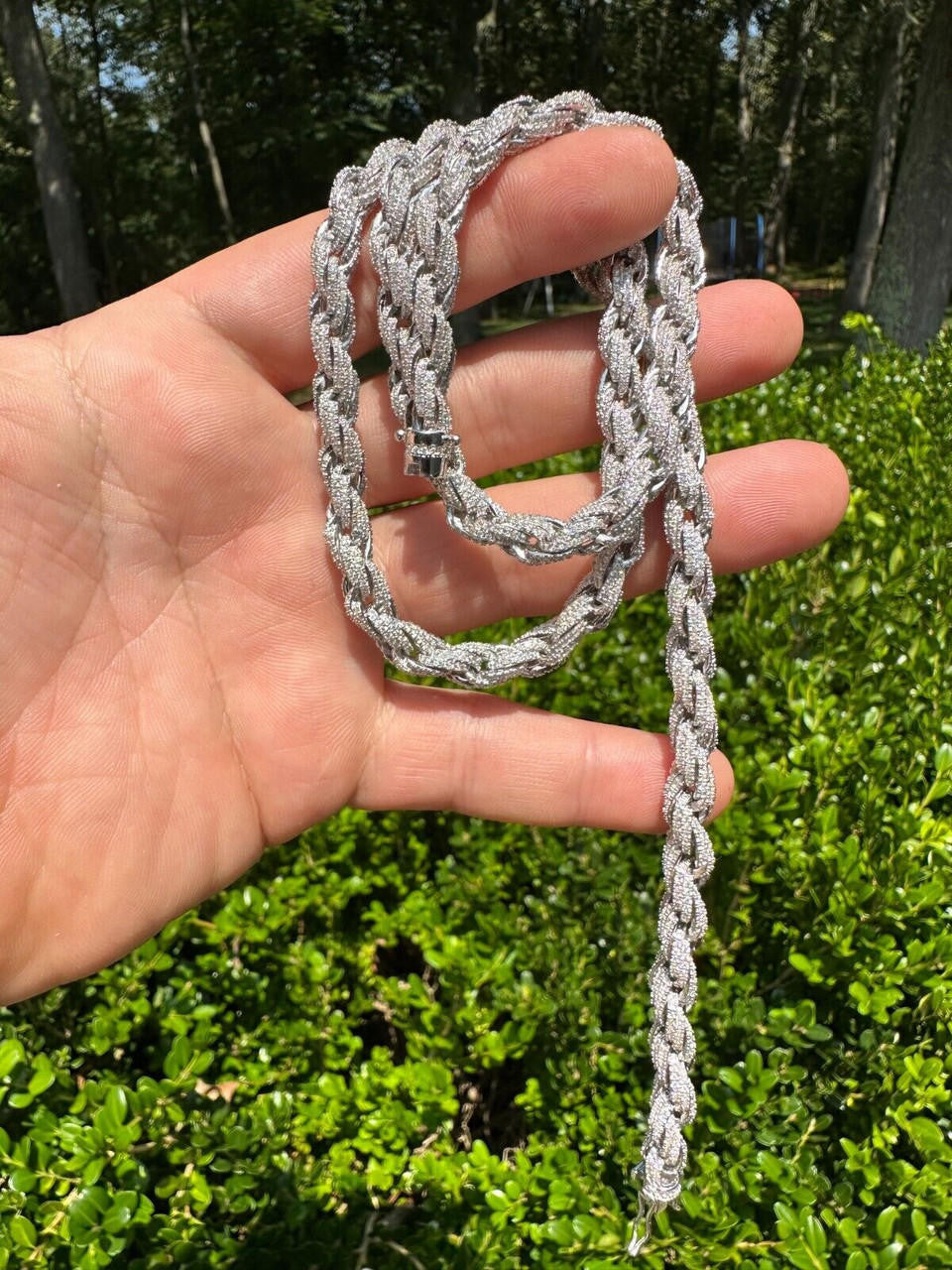 MOISSANITE Rope Chain Necklace Iced Out - 925 Silver - 7.5mm - 16-30"