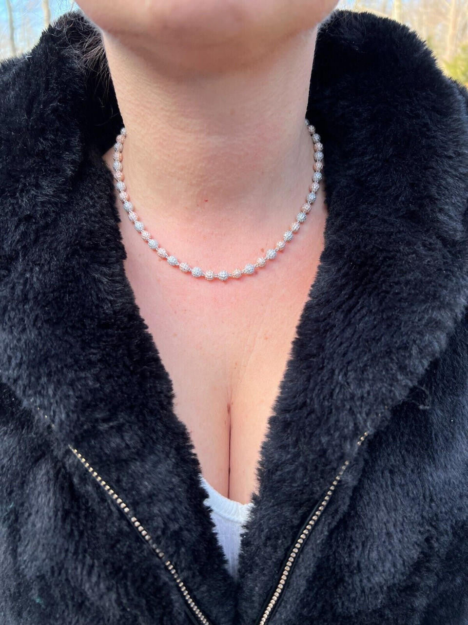 MOISSANITE Bead Ball Dogtag Necklace Chain - Rose Gold Vermeil & 925 Silver - 4mm-10mm - 16"-30"
