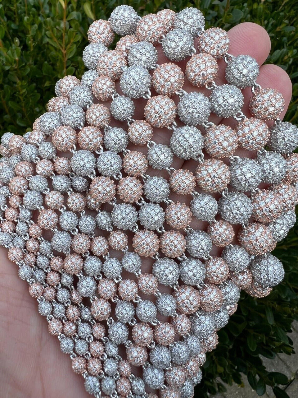MOISSANITE Bead Ball Dogtag Necklace Chain - Rose Gold Vermeil & 925 Silver - 4mm-10mm - 16"-30"
