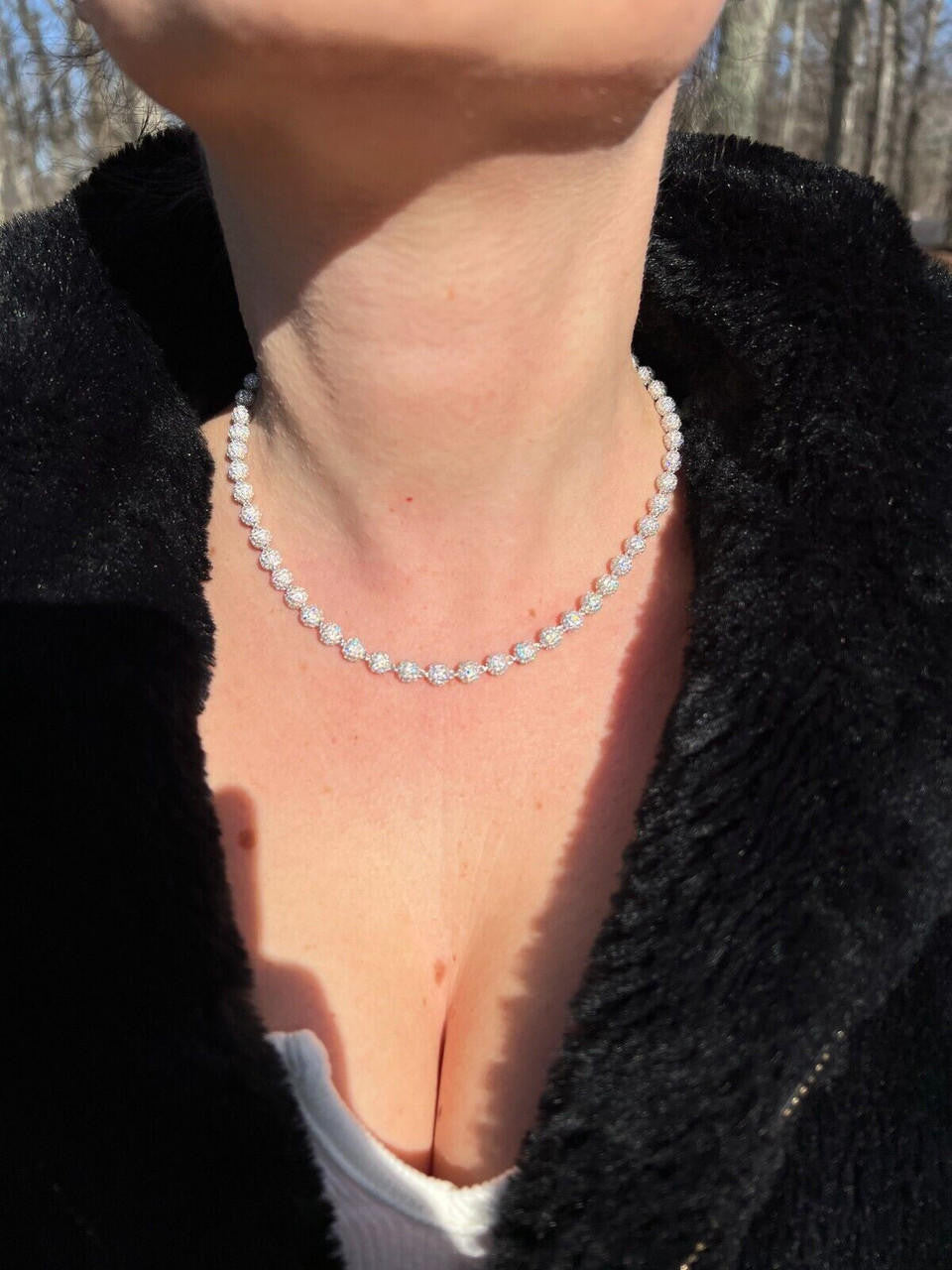 MOISSANITE Bead Ball Dogtag Necklace Chain - 925 Silver - 4mm-10mm - 16"-30"