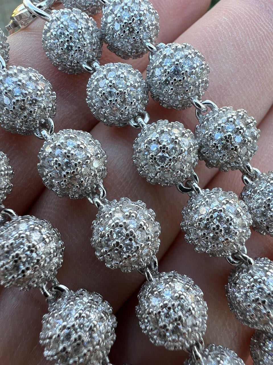 MOISSANITE Bead Ball Dogtag Necklace Chain - 925 Silver - 4mm-10mm - 16"-30"