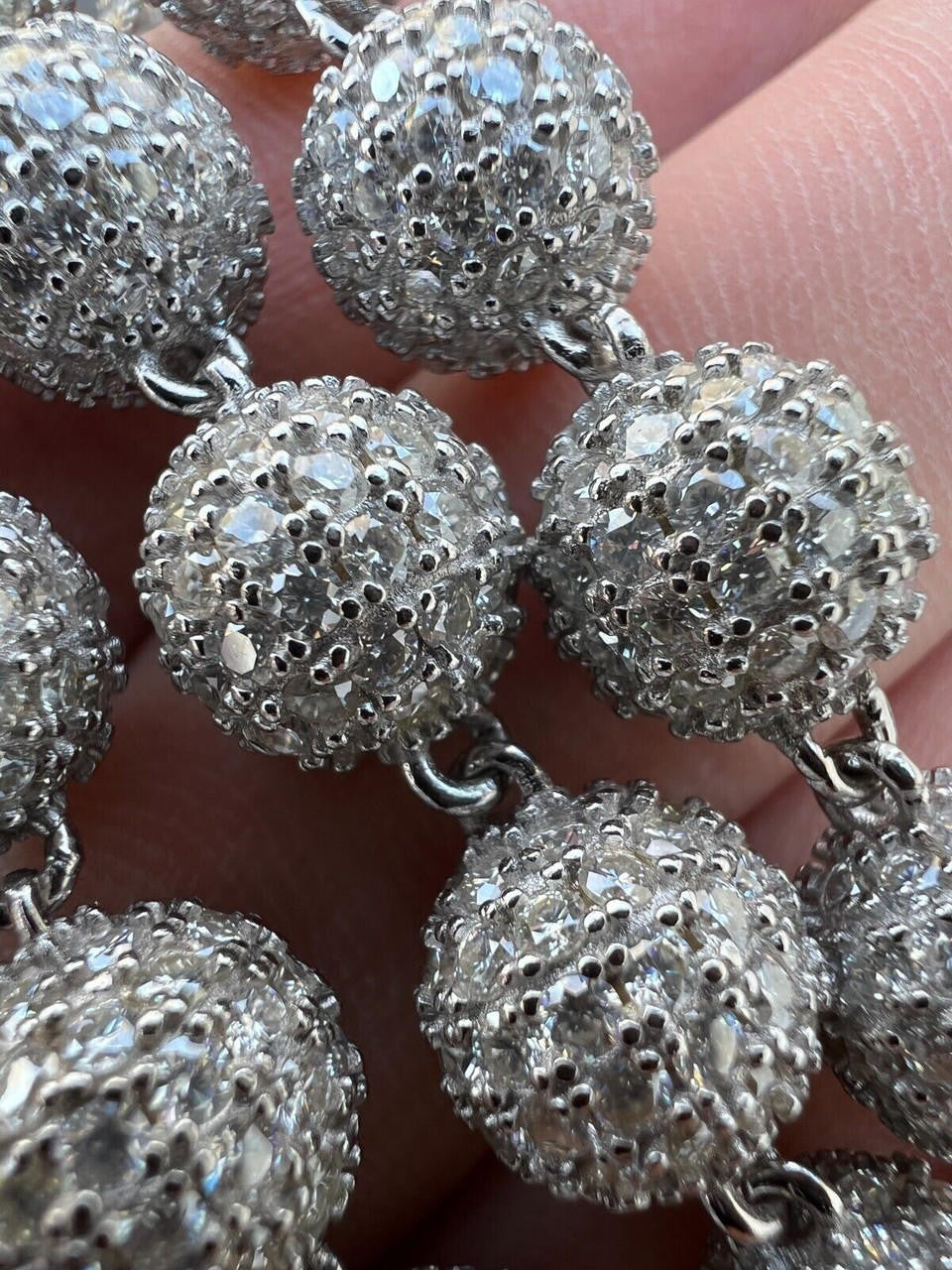 MOISSANITE Bead Ball Dogtag Necklace Chain - 925 Silver - 4mm-10mm - 16"-30"