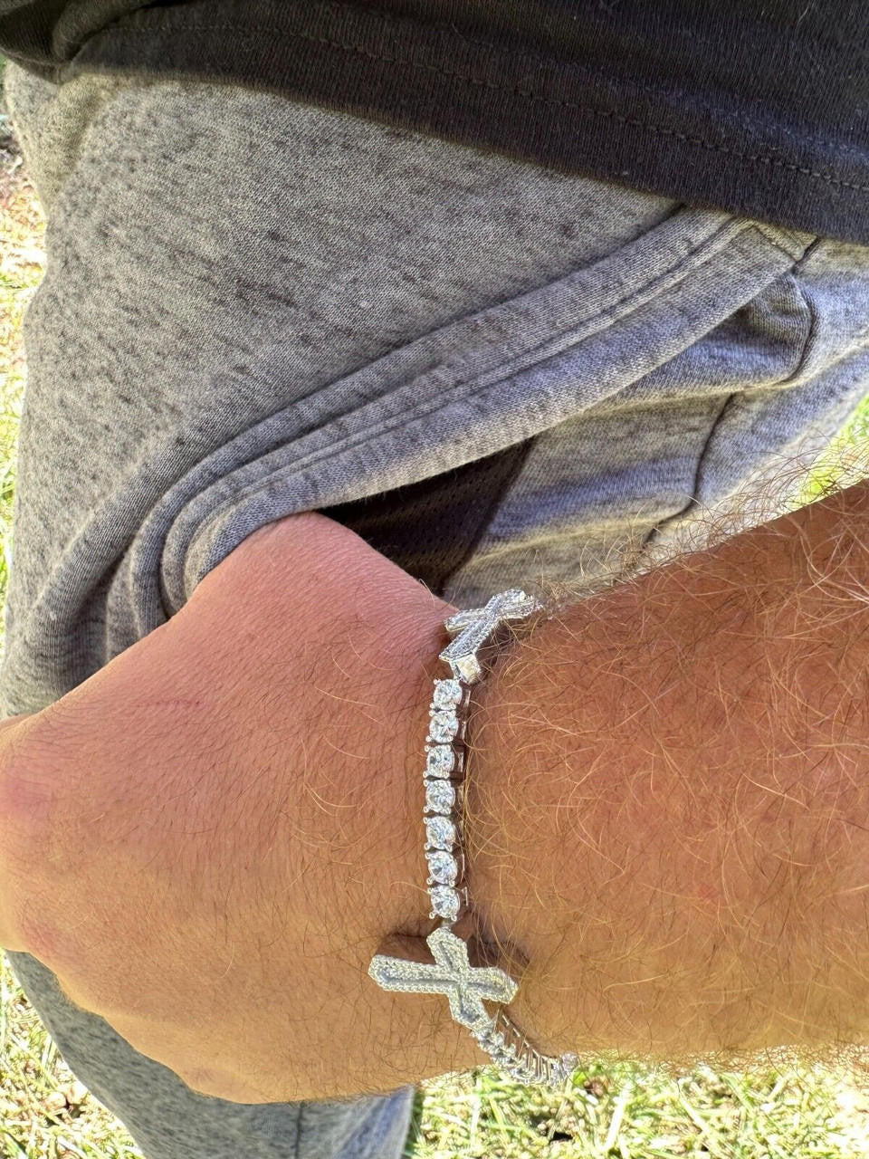MOISSANITE Cross Tennis Bracelet Iced Out - 925 Silver - 4mm - 6"-8.5"