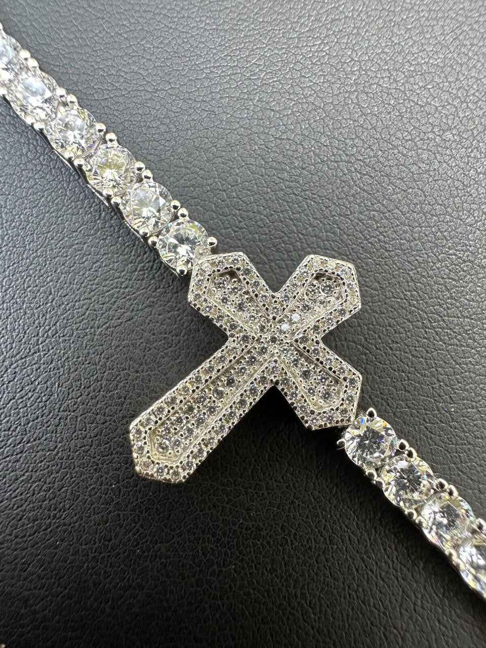 MOISSANITE Cross Tennis Bracelet Iced Out - 925 Silver - 4mm - 6"-8.5"