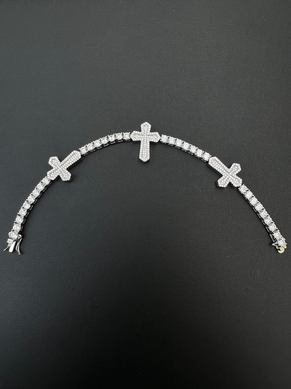 MOISSANITE Cross Tennis Bracelet Iced Out - 925 Silver - 4mm - 6"-8.5"