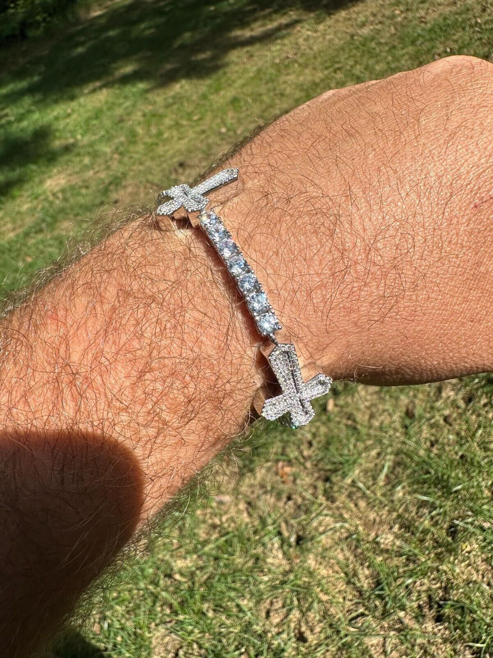 MOISSANITE Cross Tennis Bracelet Iced Out - 925 Silver - 4mm - 6"-8.5"