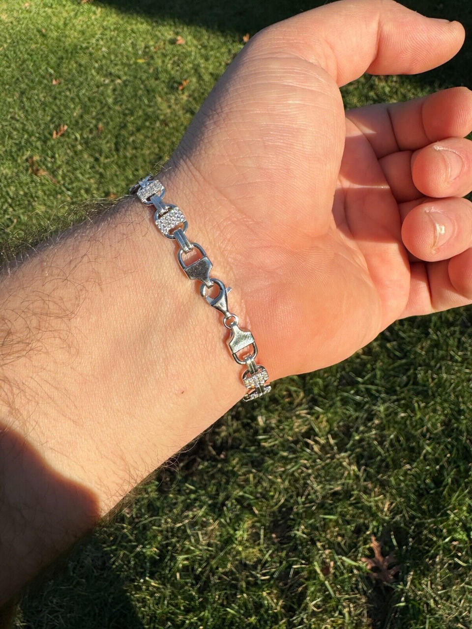 MOISSANITE Valentino Mariner Bracelet Iced Out - 925 Silver - 10mm - 7-8.5"