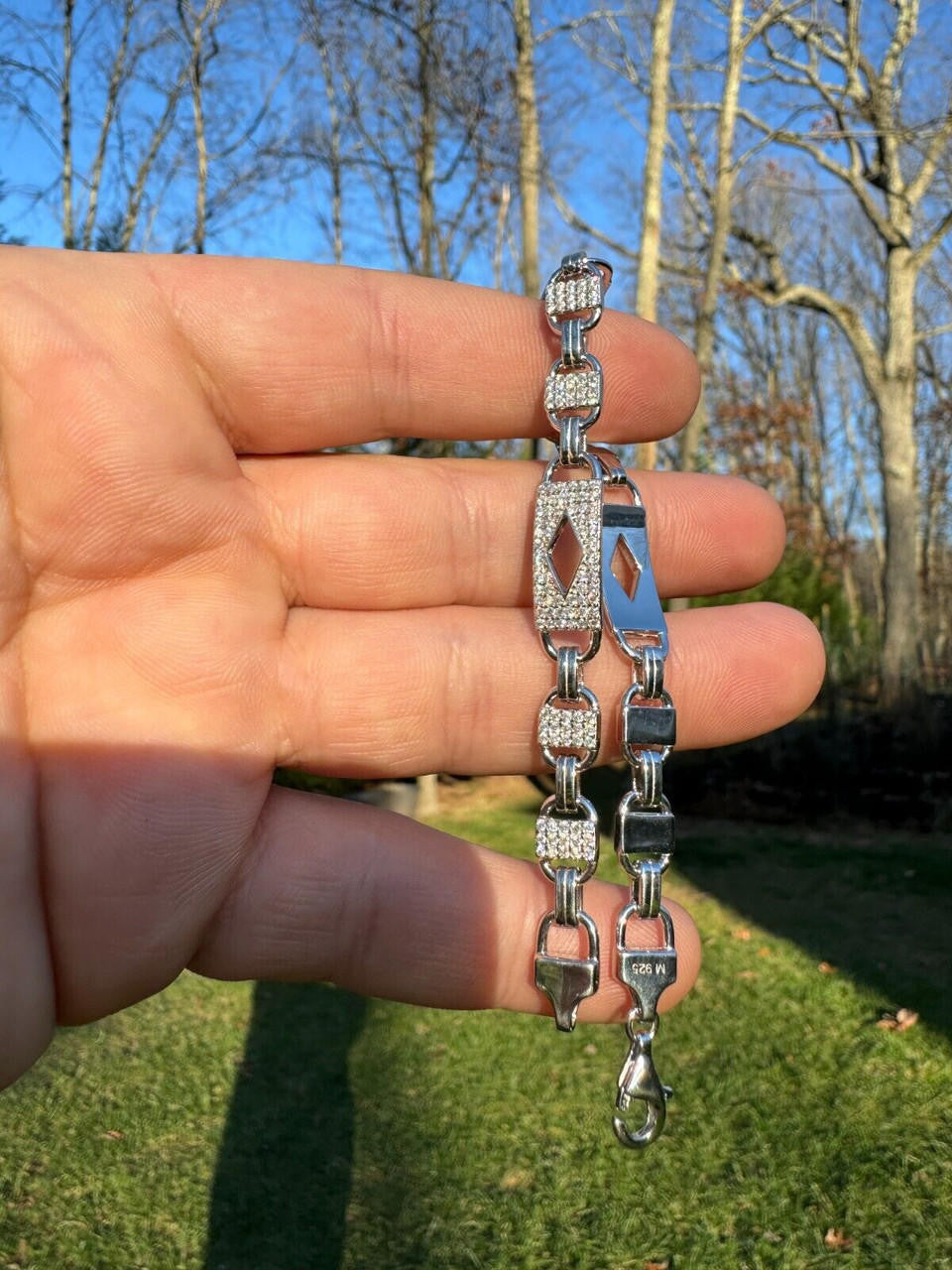 MOISSANITE Valentino Mariner Bracelet Iced Out - 925 Silver - 10mm - 7-8.5"