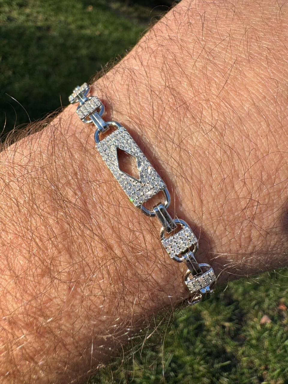 MOISSANITE Valentino Mariner Bracelet Iced Out - 925 Silver - 10mm - 7-8.5"