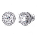MOISSANITE Iced Out #1 Bestseller Halo Set Stud Earrings - 925 Silver - 7mm -12mm
