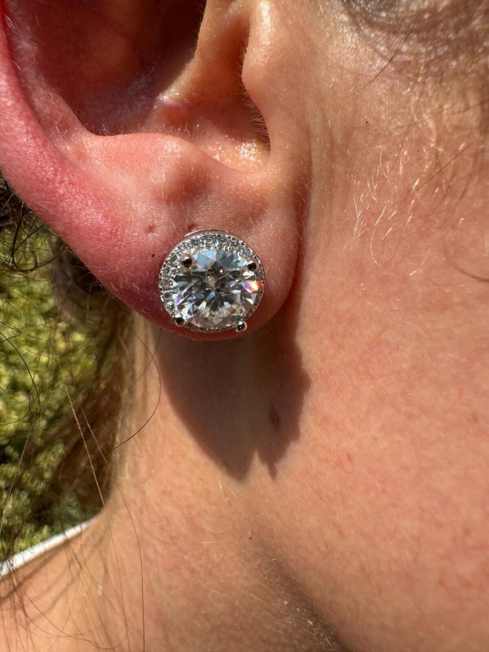 MOISSANITE Iced Out #1 Bestseller Halo Set Stud Earrings - 925 Silver - 7mm -12mm