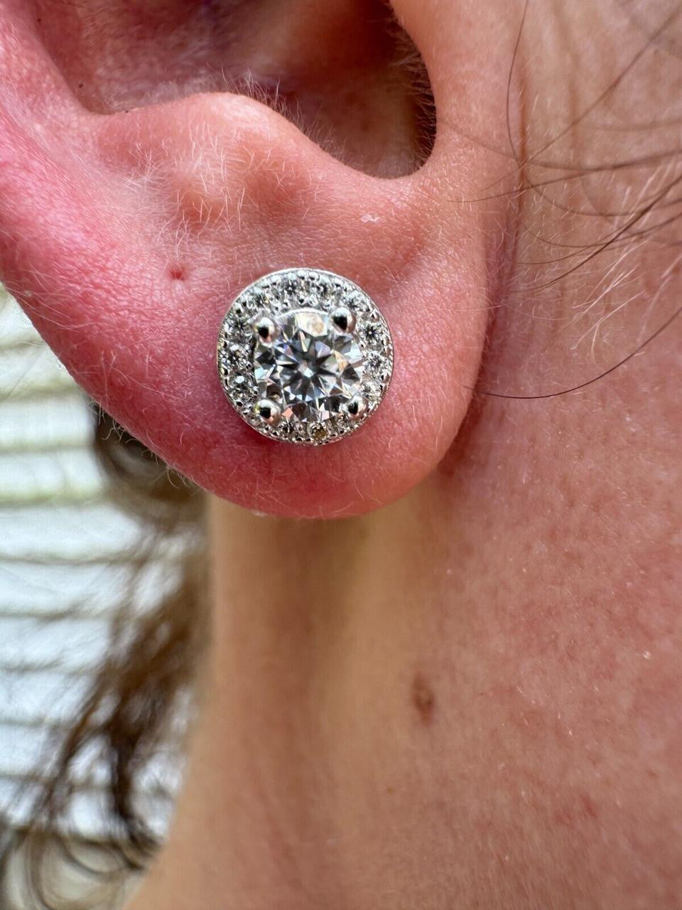 MOISSANITE Iced Out #1 Bestseller Halo Set Stud Earrings - 925 Silver - 7mm -12mm