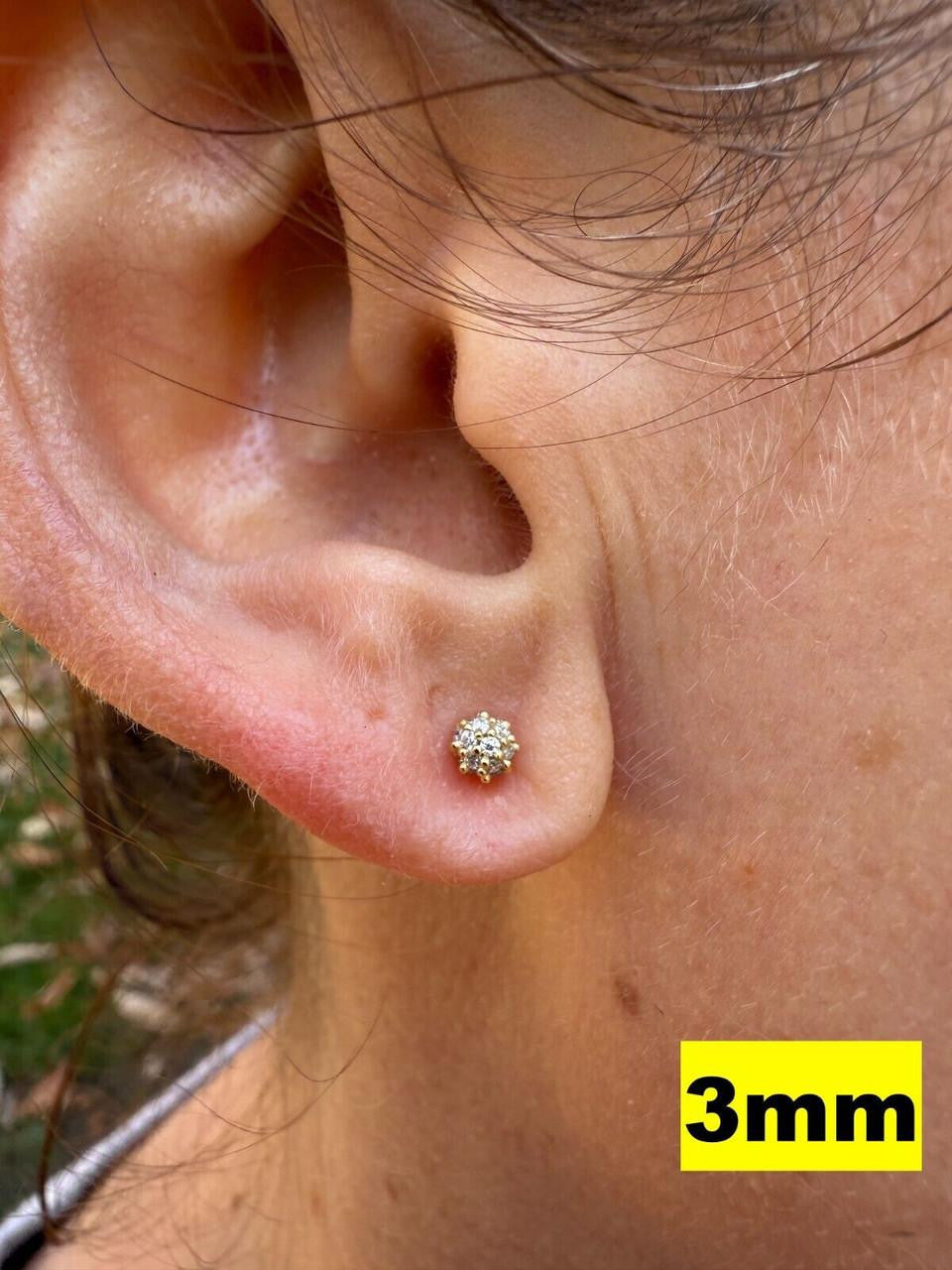 MOISSANITE Iced Out Disco Ball Stud Earrings - 14k Gold Vermeil 925 Silver - 3-8mm