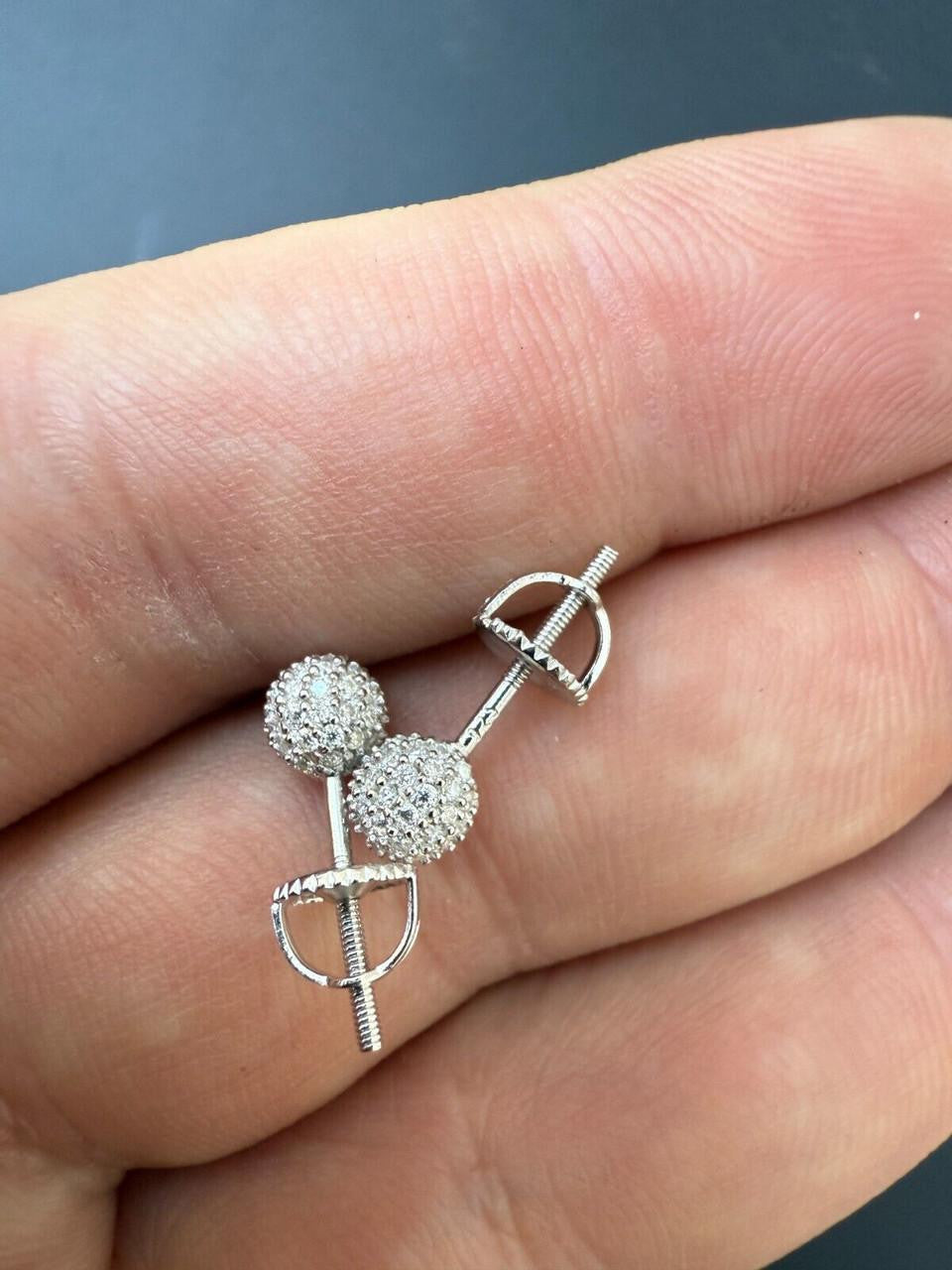 MOISSANITE Iced Out Disco Ball Stud Earrings - 925 Silver - 3-8mm
