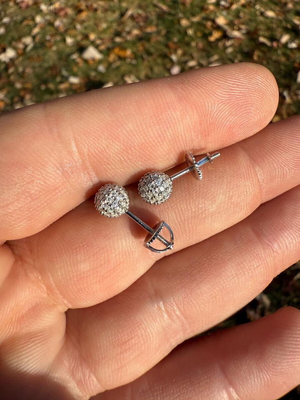 MOISSANITE Iced Out Disco Ball Stud Earrings - 925 Silver - 3-8mm
