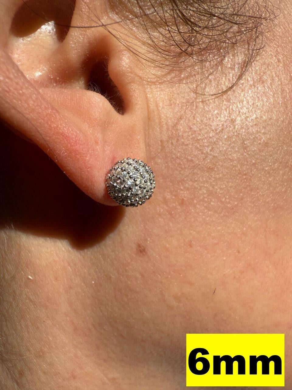 MOISSANITE Iced Out Disco Ball Stud Earrings - 925 Silver - 3-8mm