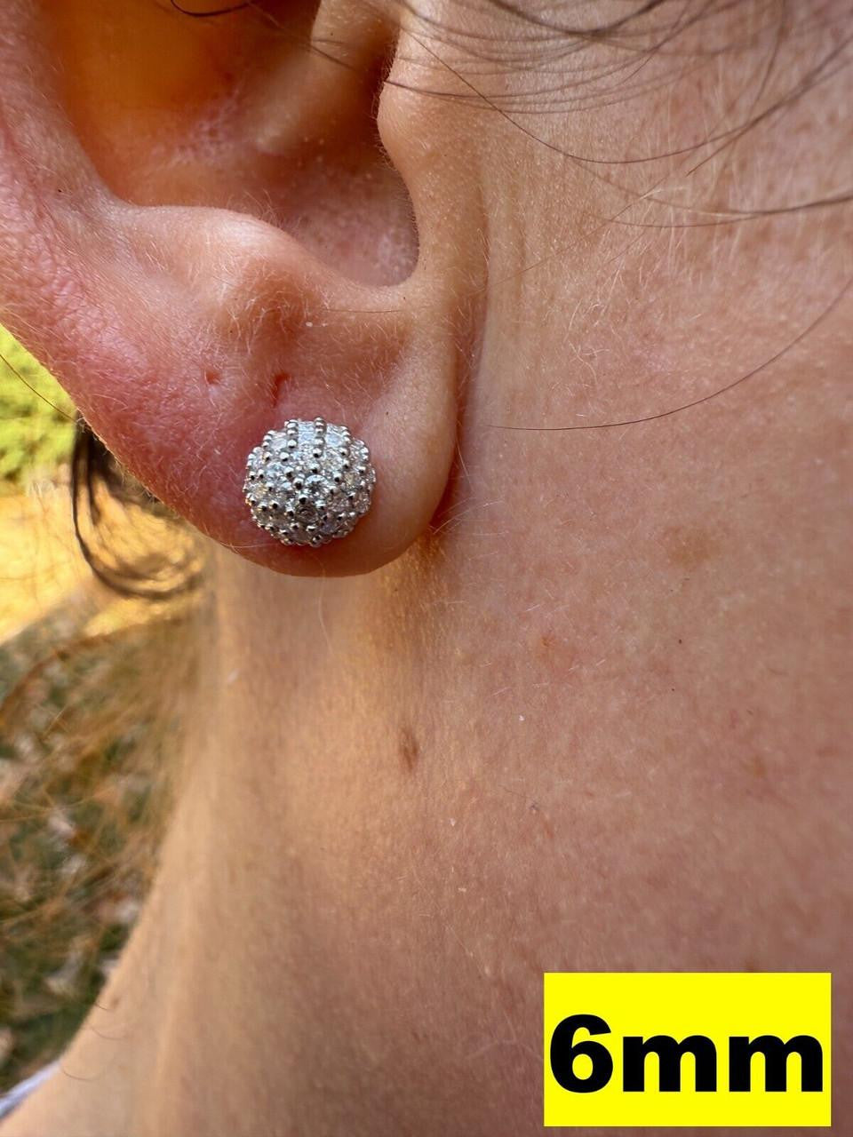 MOISSANITE Iced Out Disco Ball Stud Earrings - 925 Silver - 3-8mm