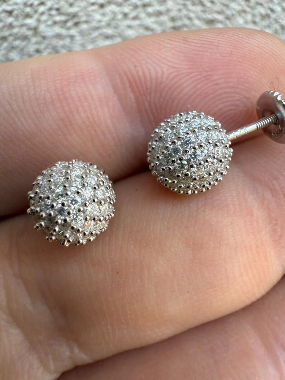 MOISSANITE Iced Out Disco Ball Stud Earrings - 925 Silver - 3-8mm