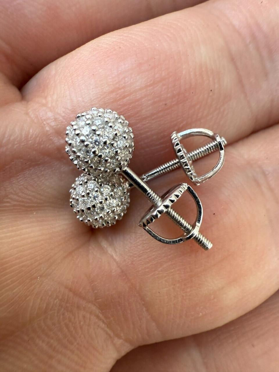 MOISSANITE Iced Out Disco Ball Stud Earrings - 925 Silver - 3-8mm