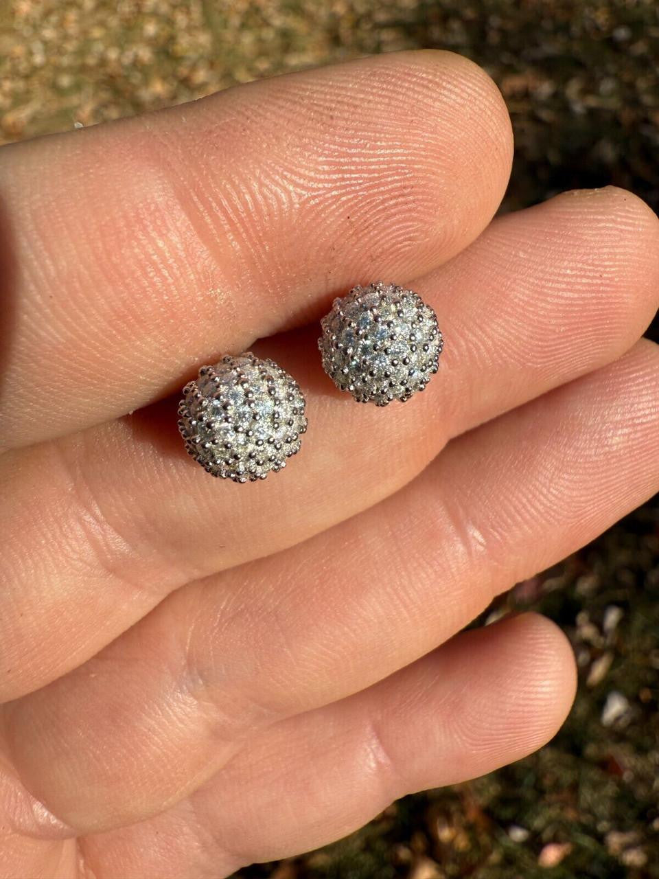 MOISSANITE Iced Out Disco Ball Stud Earrings - 925 Silver - 3-8mm