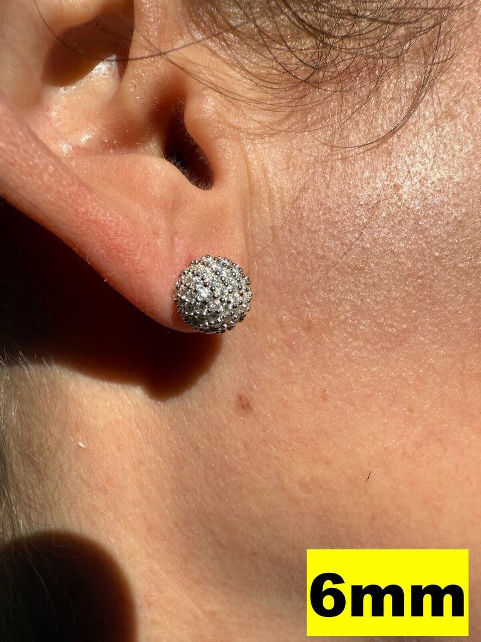 MOISSANITE Iced Out Disco Ball Stud Earrings - 925 Silver - 3-8mm
