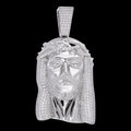 MOISSANITE Iced Out Hip Hop Jesus Face Pendant - 10k White Gold - 3 Sizes 1"-3"