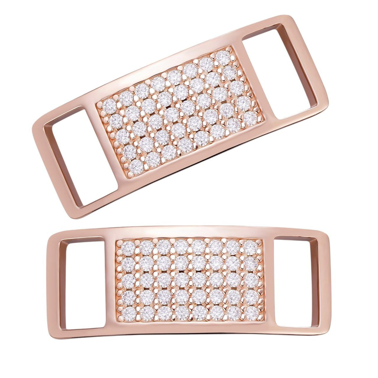 MOISSANITE Iced Out Lace Locks - 14k Rose Gold Vermeil Over 925 Silver - Great For All Sneakers: Nike Air Force 1, Jordans, & More