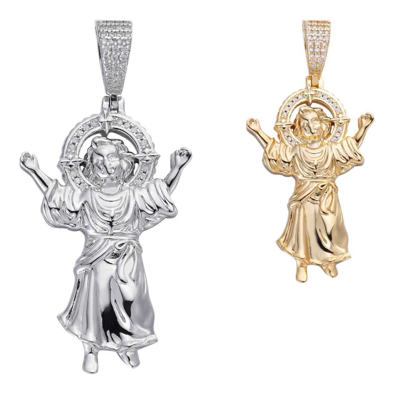 MOISSANITE Santo Niño de Atocha Baby Jesus Pendant - 14k Gold Vermeil Or 925 Silver - Medium 2"