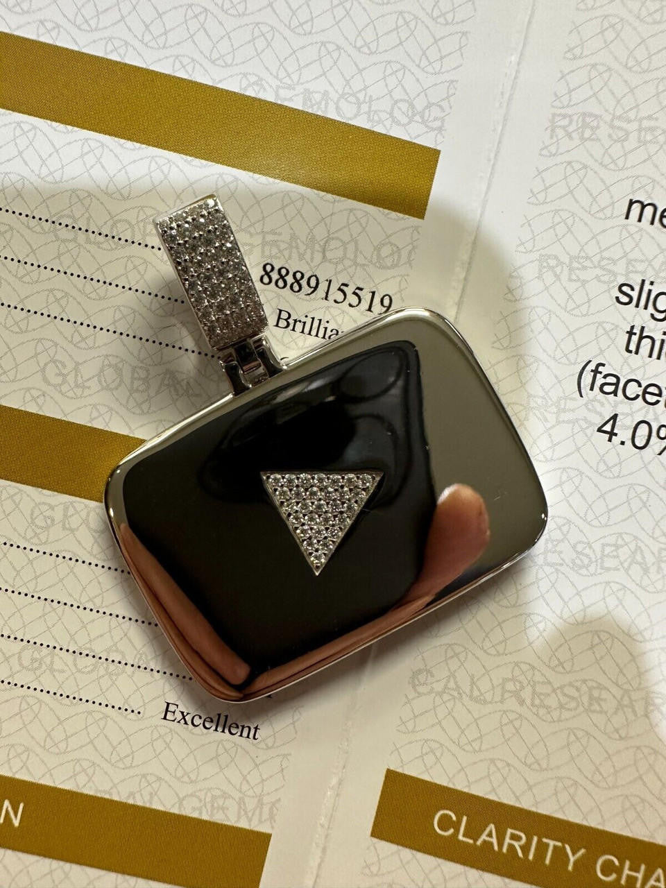 MOISSANITE Youtube Play Button Pendant - 14k Gold Vermeil Or 925 Silver - Small 1.5"