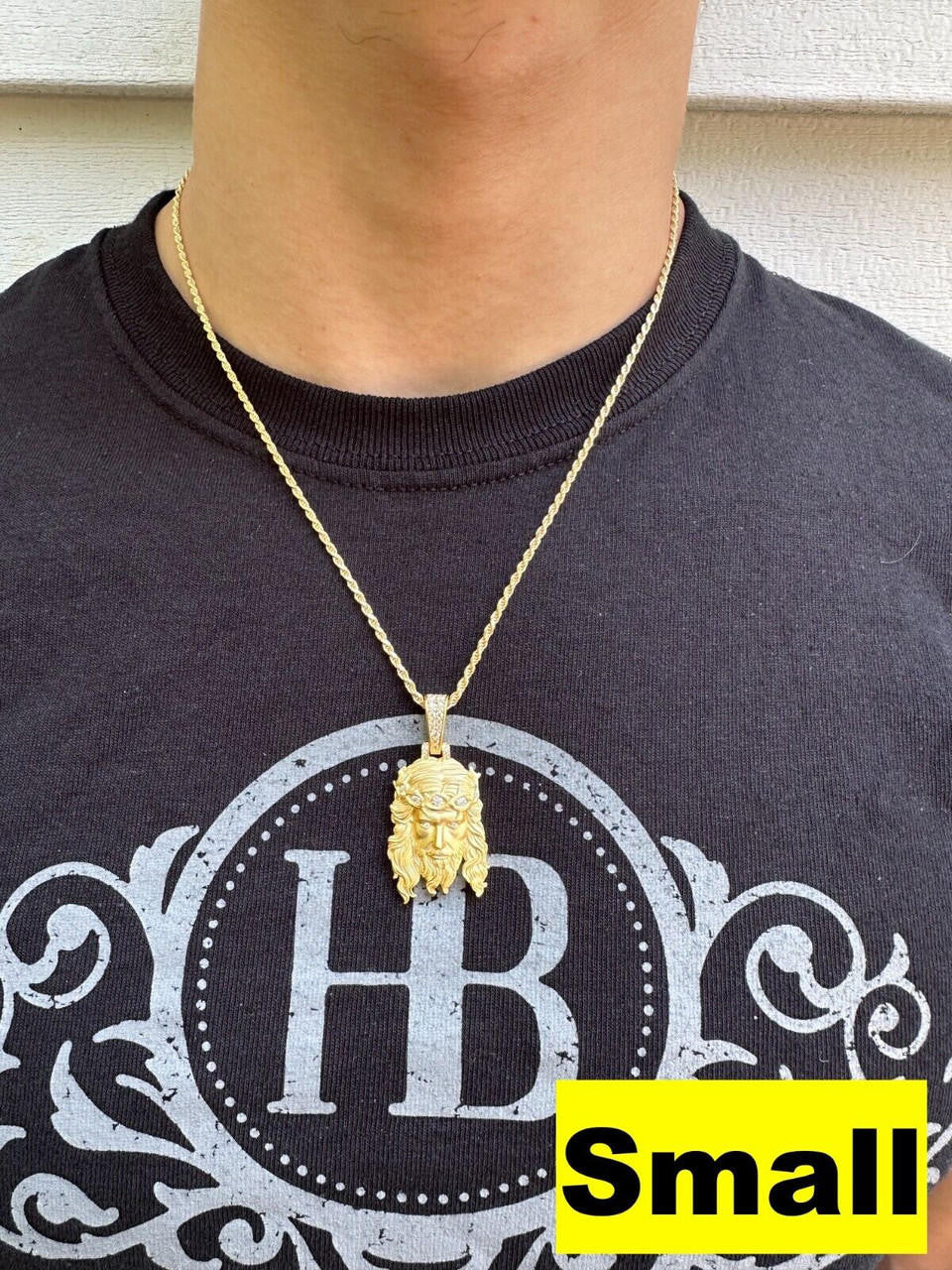 MOISSANITE #1 Bestseller Jesus Piece Pendant - Sandblasted Matte Finish 14k Gold Vermeil 925 Silver - 3 Sizes 1.5"-3"