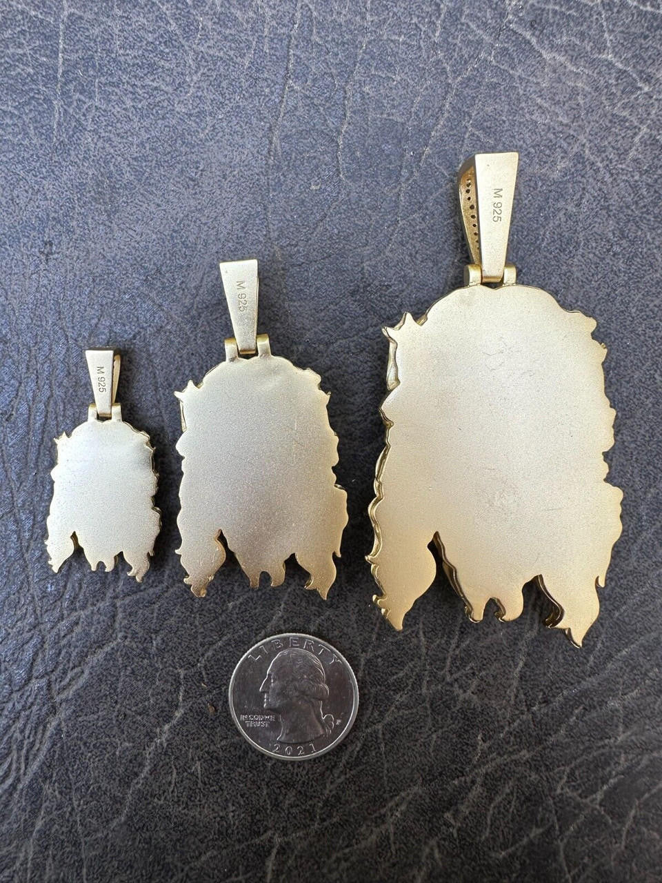 MOISSANITE #1 Bestseller Jesus Piece Pendant - Sandblasted Matte Finish 14k Gold Vermeil 925 Silver - 3 Sizes 1.5"-3"