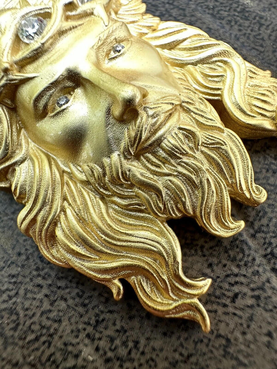 MOISSANITE #1 Bestseller Jesus Piece Pendant - Sandblasted Matte Finish 14k Gold Vermeil 925 Silver - 3 Sizes 1.5"-3"