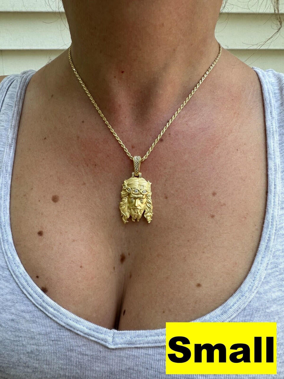 MOISSANITE #1 Bestseller Jesus Piece Pendant - Sandblasted Matte Finish 14k Gold Vermeil 925 Silver - 3 Sizes 1.5"-3"