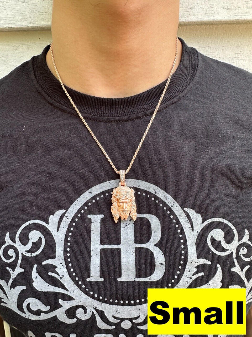 MOISSANITE #1 Bestseller Jesus Piece Pendant - Sandblasted Matte Finish 14k Rose Gold Vermeil 925 Silver - 3 Sizes 1.5"-3"