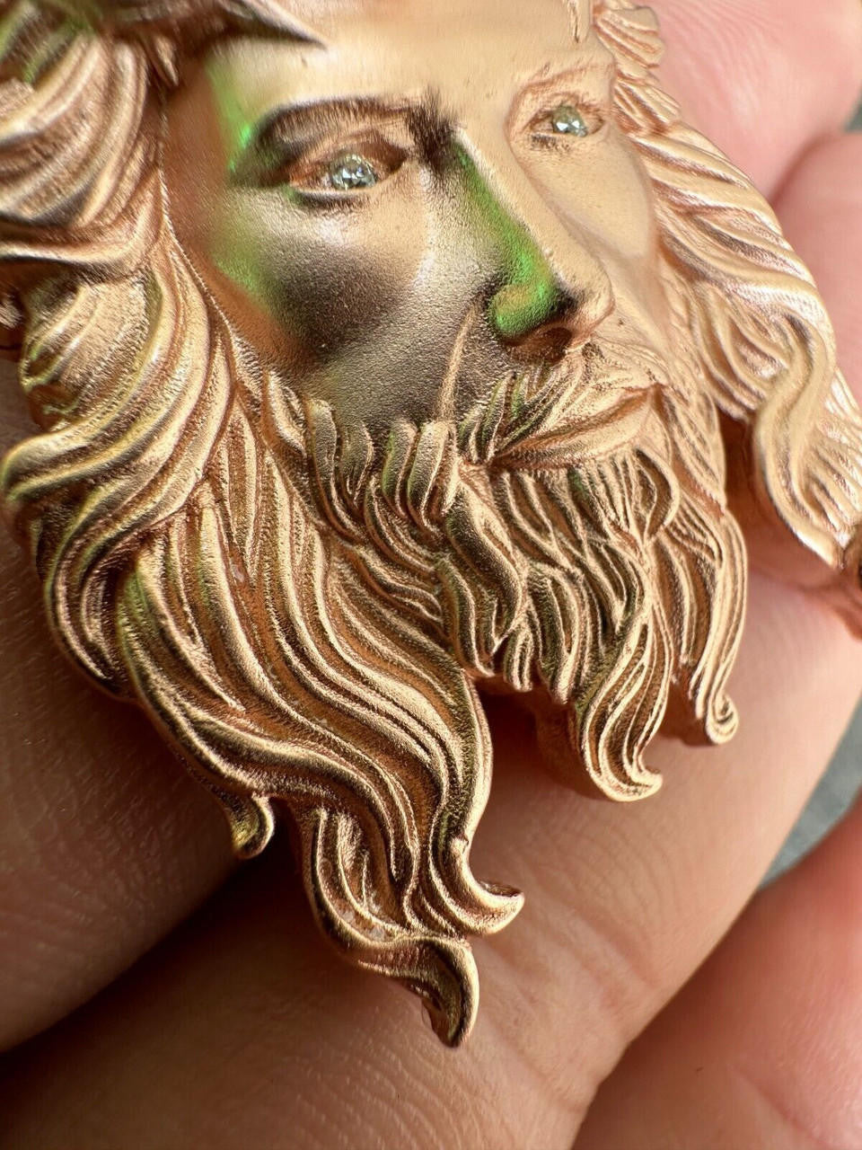 MOISSANITE #1 Bestseller Jesus Piece Pendant - Sandblasted Matte Finish 14k Rose Gold Vermeil 925 Silver - 3 Sizes 1.5"-3"
