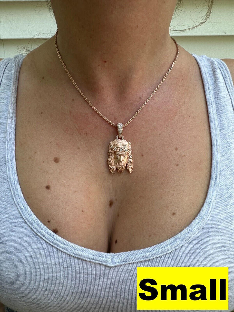 MOISSANITE #1 Bestseller Jesus Piece Pendant - Sandblasted Matte Finish 14k Rose Gold Vermeil 925 Silver - 3 Sizes 1.5"-3"
