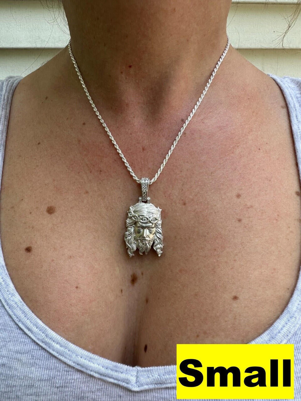 MOISSANITE #1 Bestseller Jesus Piece Pendant - Sandblasted Matte Finish 925 Silver - 3 Sizes 1.5"-3"