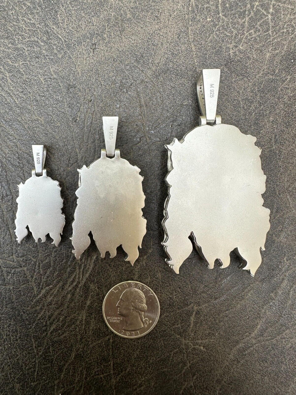 MOISSANITE #1 Bestseller Jesus Piece Pendant - Sandblasted Matte Finish 925 Silver - 3 Sizes 1.5"-3"