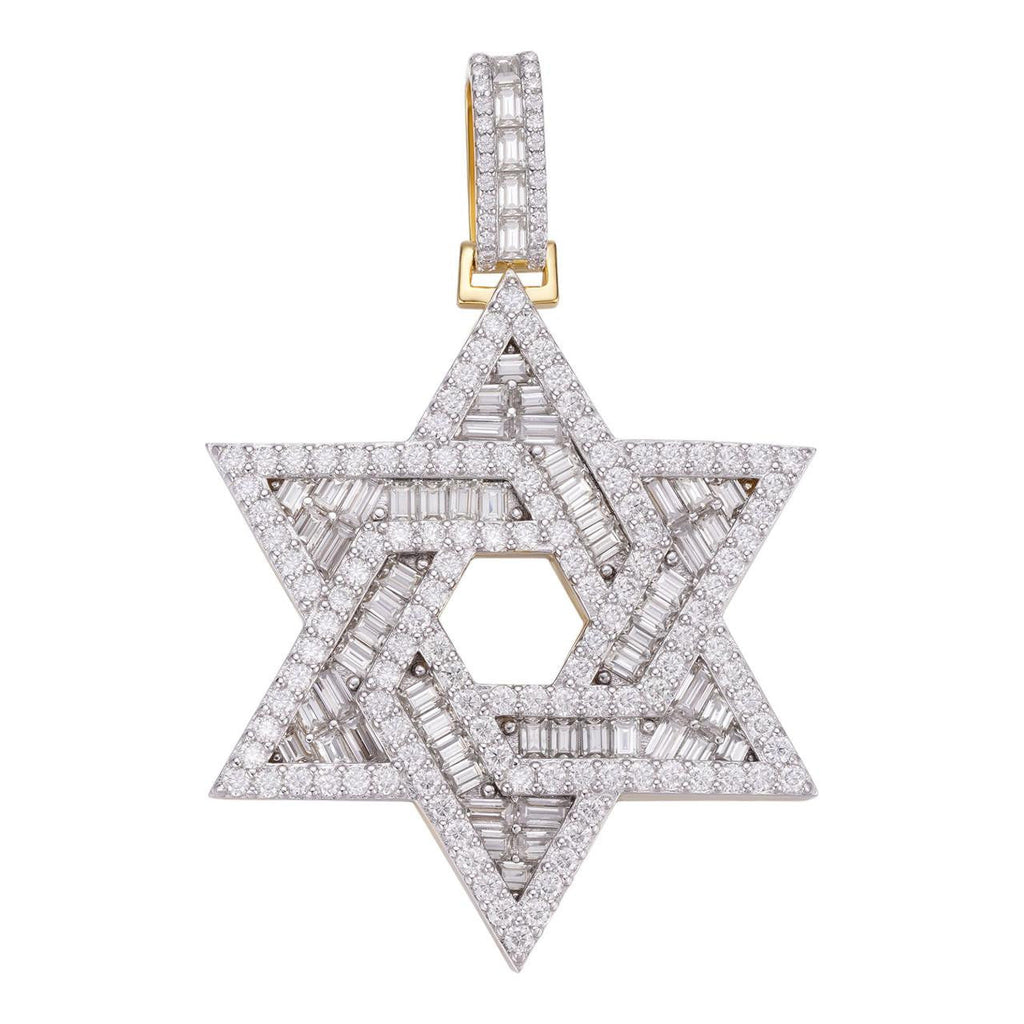 MOISSANITE Jewish Star Of David Pendant - 14k Gold Vermeil 925 Silver - 2 Sizes 1.33"-2.5"