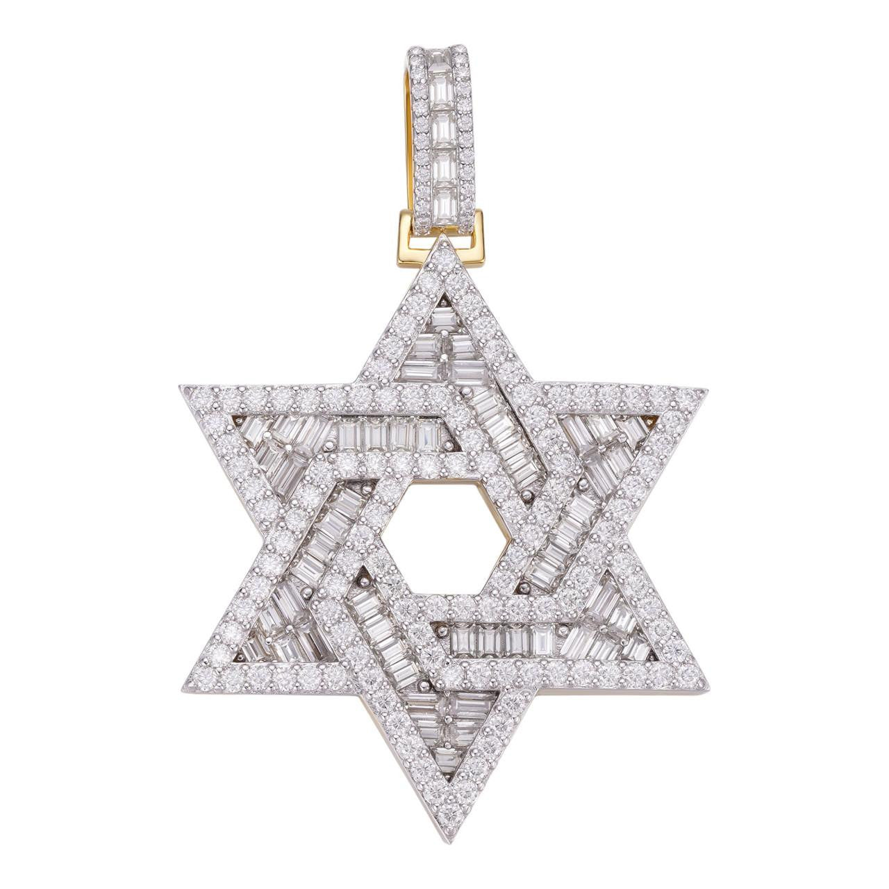 MOISSANITE Jewish Star Of David Pendant - 14k Gold Vermeil 925 Silver - 2 Sizes 1.33"-2.5"