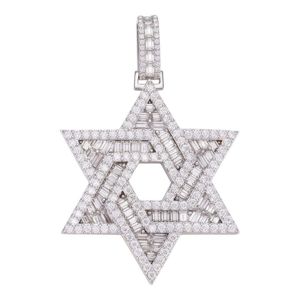MOISSANITE Jewish Star Of David Pendant - 925 Silver - 2 Sizes 1.33"-2.5"