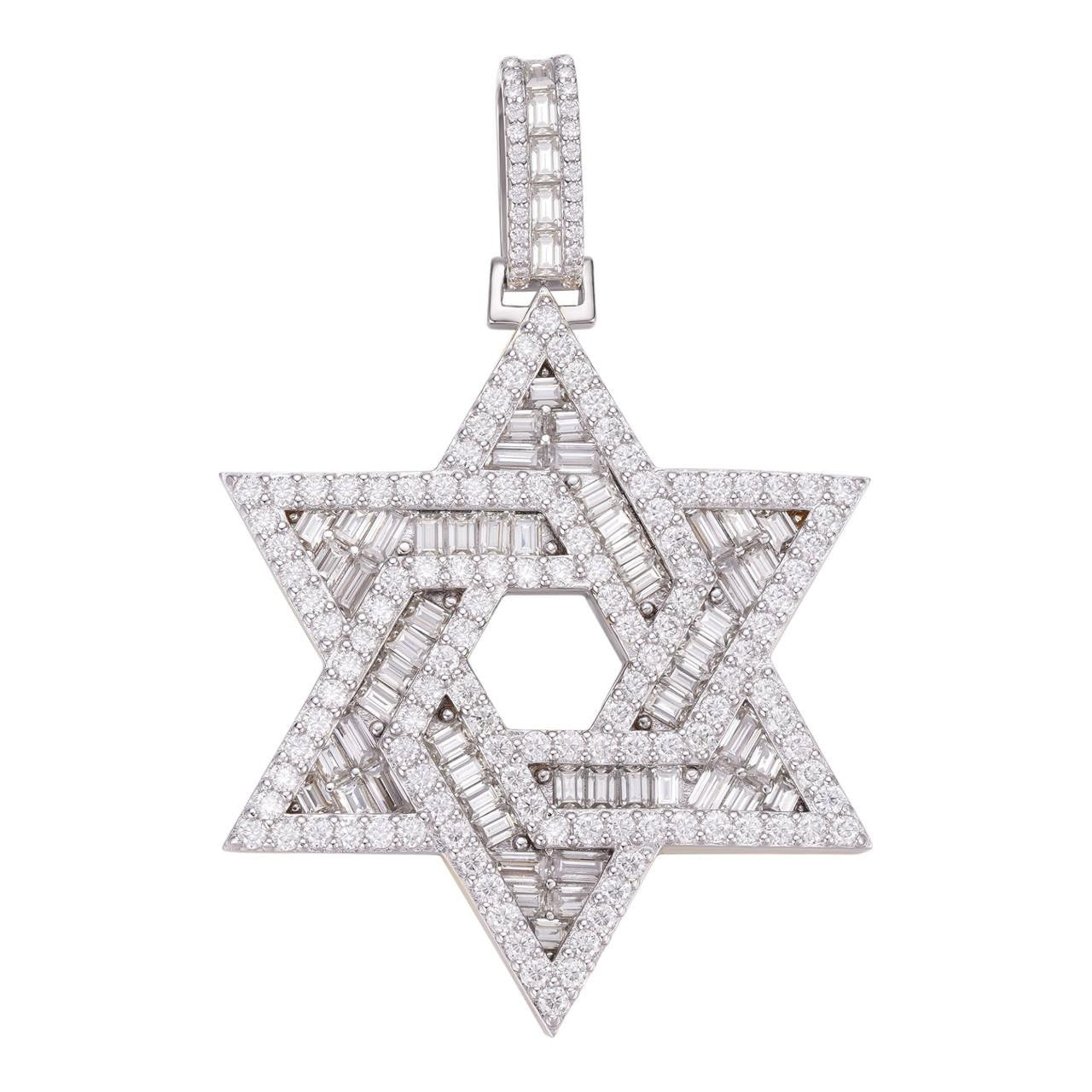 MOISSANITE Jewish Star Of David Pendant - 925 Silver - 2 Sizes 1.33"-2.5"