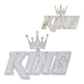 MOISSANITE KING W. Custom Crown Pendant - 14k Gold Vermeil or 925 Silver - Large 2.75"