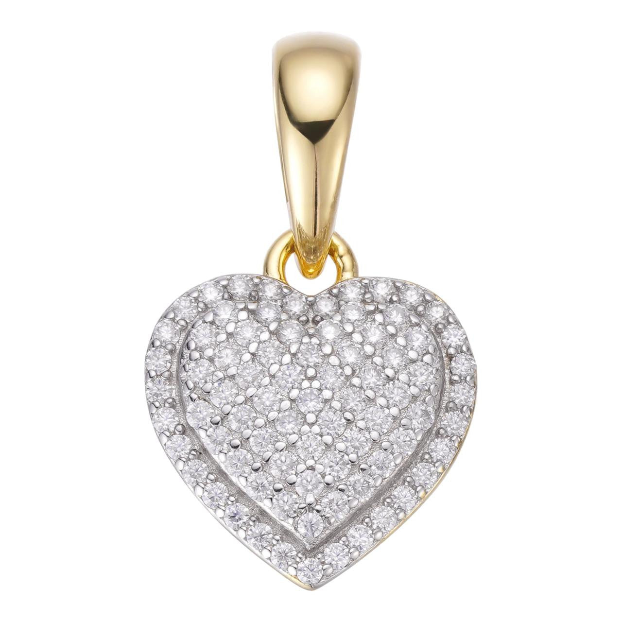 MOISSANITE Ladies Heart Shaped Love Pendant - 14k Gold Vermeil 925 Silver - 4 Sizes 0.33"-0.6"