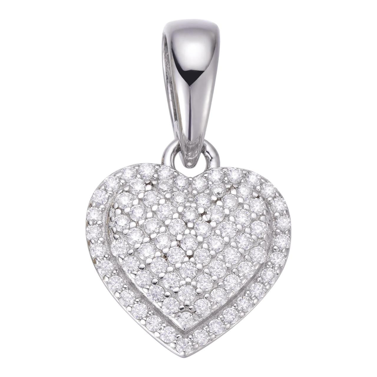MOISSANITE Ladies Heart Shaped Love Pendant - 925 Silver - 4 Sizes 0.33"-0.6"