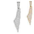 MOISSANITE Land Of Israel/Palestine Pendant - 14k Gold Vermeil Or 925 Silver - Medium 1.75"